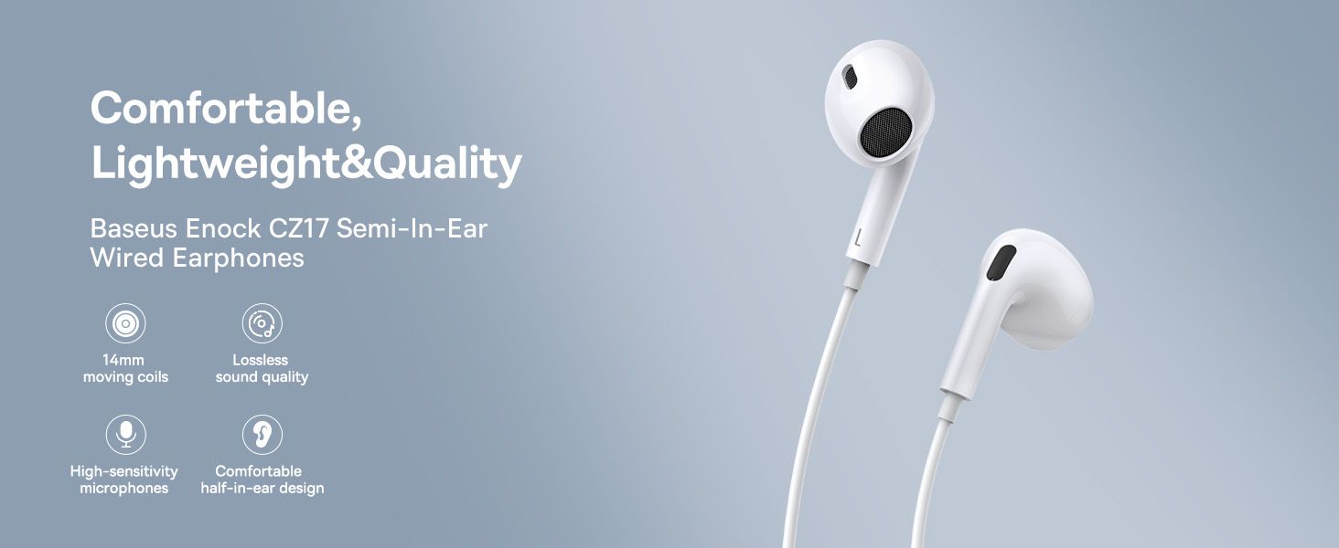 Baseus Encok CZ17 Type-C Wired Earphones – Black
