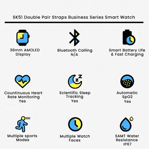SK51 Double Pair Straps Business Series Smart Watch